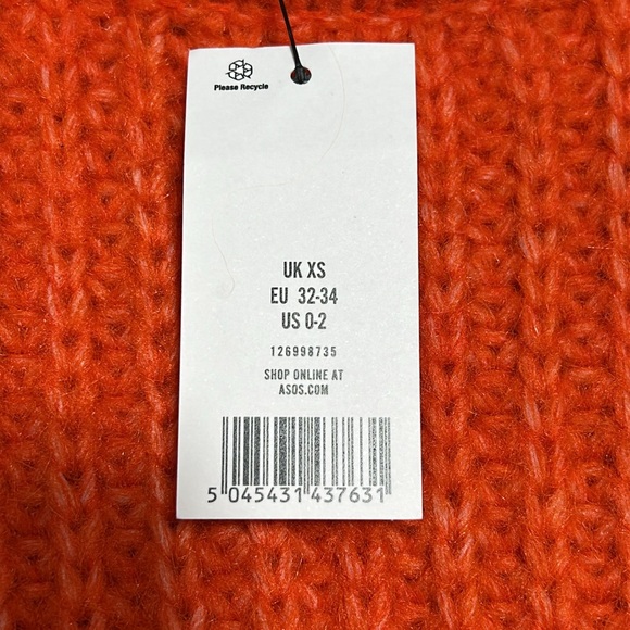 NWT Topshop knit volume sleeve fluffy sweater in orange US 0 2 - Picture 4 of 6